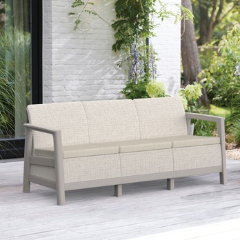 Záhradná pohovka SEDONA 3 svetlosivá/béžová 1