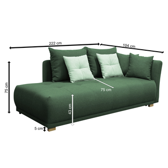 Pohovka/Diván SELAVI pravá, zelená 9