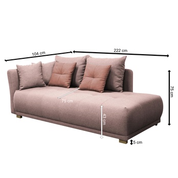 Pohovka/Diván SELAVI ľavá, ružová 9