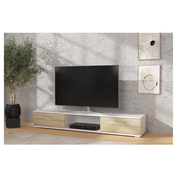 TV stolík SELLA biela matná/dub sonoma 1