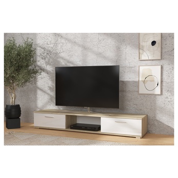 TV stolík SELLA dub sonoma/biela lesklá 1
