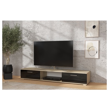 TV stolík SELLA dub sonoma/čierna lesklá 1