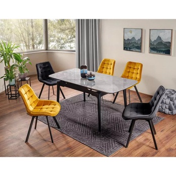 Jedálenský stôl SENTO sivá lesklá/čierna 1