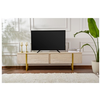 TV stolík SERENITY travertín/zlatá 1
