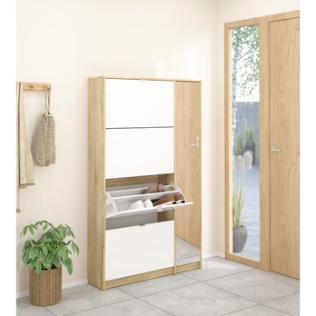 Skriňa na topánky SEVERNE 10 dub/biela vysoký lesk 8