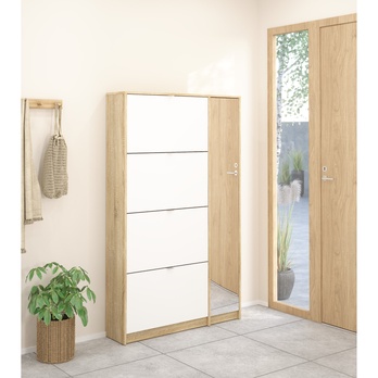 Skriňa na topánky SEVERNE 10 dub/biela vysoký lesk 1