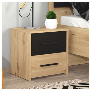 Nočný stolík SHALINI dub artisan/čierna 1