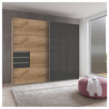 Šatníková skriňa SHANIA II dub/sivá 1