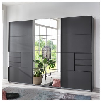 Šatníková skriňa so zrkadlom SHANIA III grafitová 1