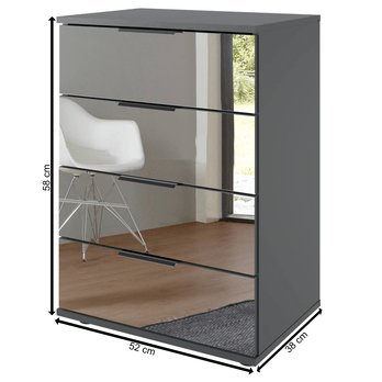 Komoda SHANIA IX grafitová, 4 zásuvky 2