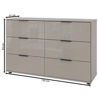 Komoda SHANIA X sivá, 6 zásuviek 1