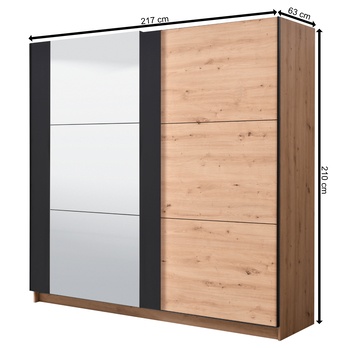 Šatníková skriňa SHARON dub artisan/čierna 7