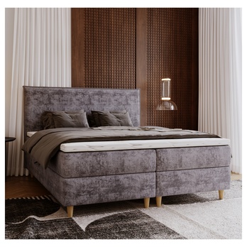 Posteľ s matracom a topperom SIDO sivá, 160x200 cm 1