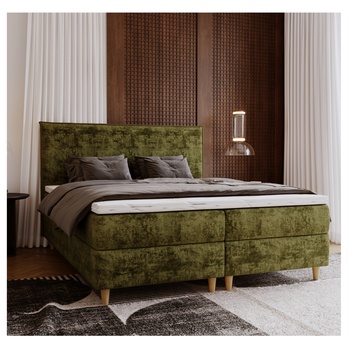 Posteľ s matracom a topperom SIDO olivová, 160x200 cm 1