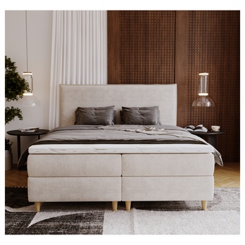 Posteľ s matracom a topperom SIDO krémová, 160x200 cm 1