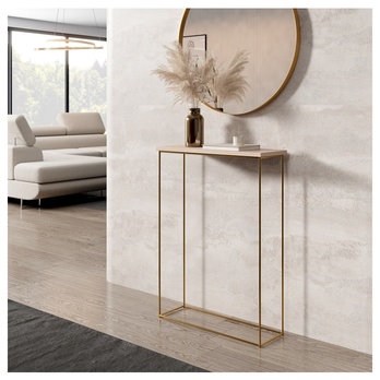 Konzolový stolík SILI zlatá/dub sonoma 1
