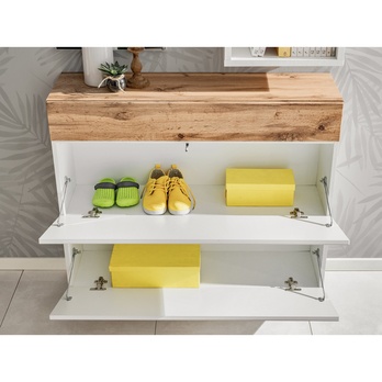 Nástenná komoda SIMPLE dub wotan/biela 2