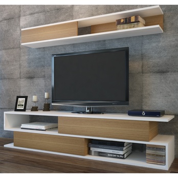 TV stena SIMS 2 teak/biela 1