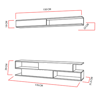 TV stena SIMS 2 teak/biela 2