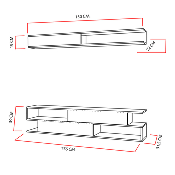 TV stena SIMS 2 teak/biela 5