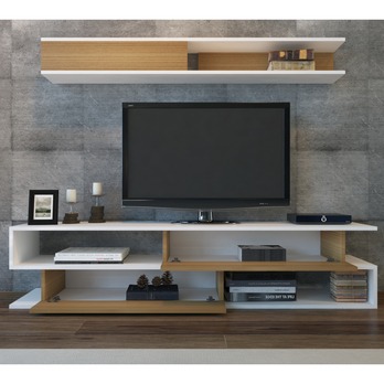 TV stena SIMS 2 teak/biela 2