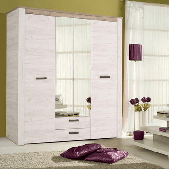 Šatníková skriňa SKYE dub biely/dub sivý 1