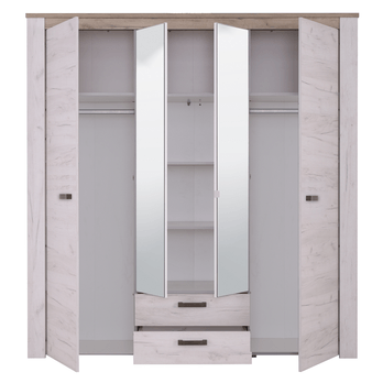 Šatníková skriňa SKYE dub biely/dub sivý 2