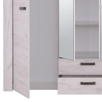 Šatníková skriňa SKYE dub biely/dub sivý 4