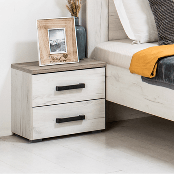 Nočný stolík  SKYE dub biely/dub sivý 1