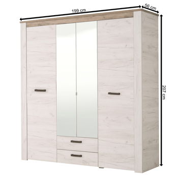 Šatníková skriňa SKYE dub biely/dub sivý 6