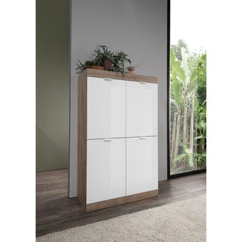 Komoda SLIM 9 dub svetlý/biela lesklá 1