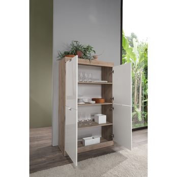 Komoda SLIM 9 dub svetlý/biela lesklá 2