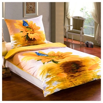 Posteľná bielizeň 3D SLNEČNICE žltá/biela, 70x90 a 140x200 cm 1