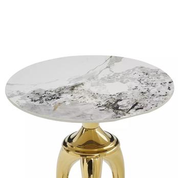 Prístavný stolík SNAKE biela/zlatá 2