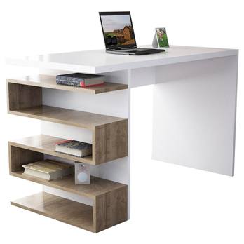 Písací stôl SNAKE biela/orech 2