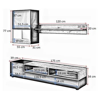Obývacia stena SNOP dub lefkas/čierna 2