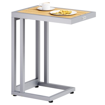 Prístavný stolík SOLED strieborná/prírodná 1