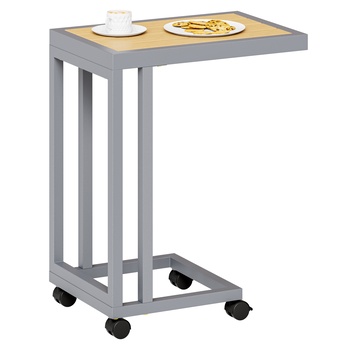 Prístavný stolík SOLED strieborná/prírodná 2