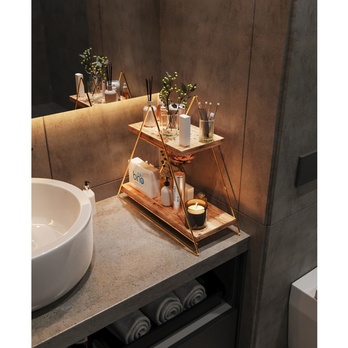 Regál SOLID prírodná/zlatá 1