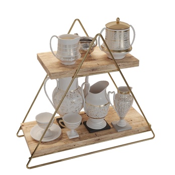 Regál SOLID prírodná/zlatá 2