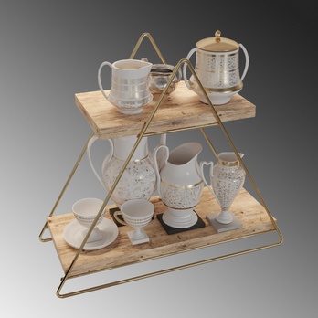 Regál SOLID prírodná/zlatá 3