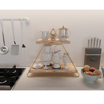 Regál SOLID prírodná/zlatá 4