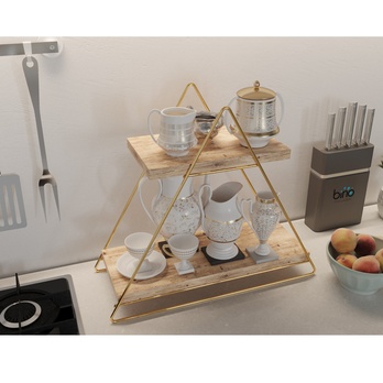 Regál SOLID prírodná/zlatá 5