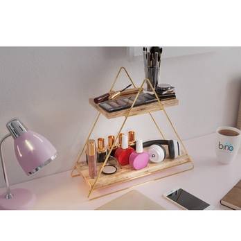 Regál SOLID prírodná/zlatá 6