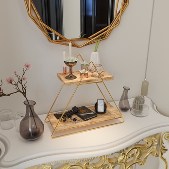 Regál SOLID prírodná/zlatá 7