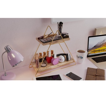 Regál SOLID prírodná/zlatá 8