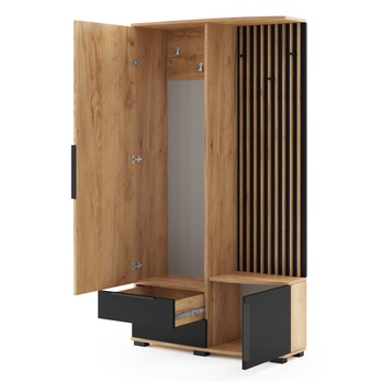 Predsieňová zostava SORENTO dub craft/čierna/zrkadlo, ľavá 2