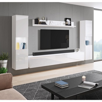 Obývacia stena SORIA XL biela/biela lesklá 1