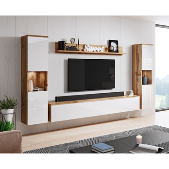 Obývacia stena SORIA XL dub wotan/biela lesklá 1