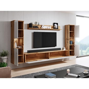 Obývacia stena SORIA XL dub wotan/biela lesklá 2